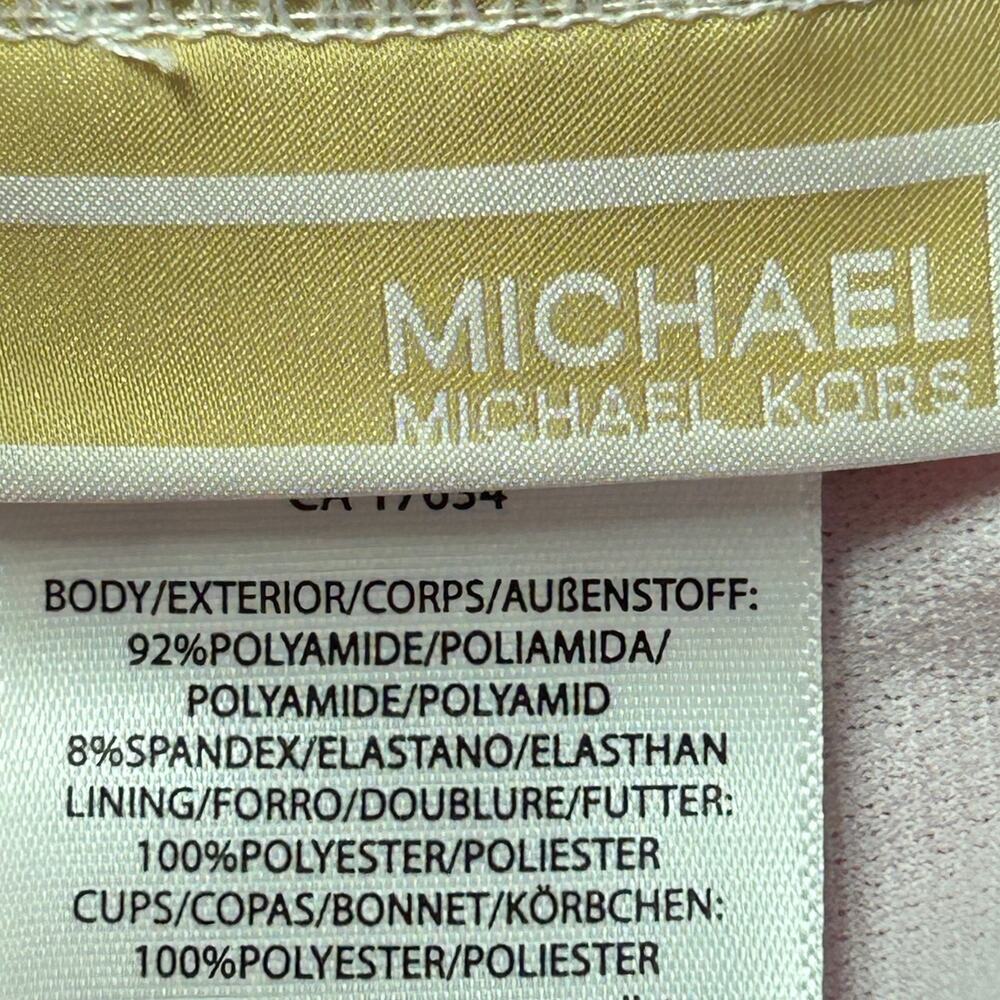 Michael MK Textured One Shoulder Cutout One Piece Swimsuit Cream Women 12 NWT - Picture 3 of 9